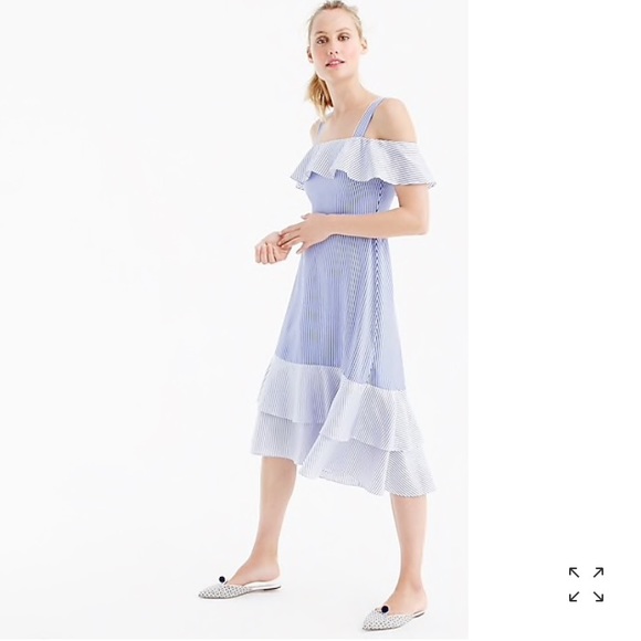 J. Crew Dresses & Skirts - NWOT JCrew Striped Ruffle Silk Dress
